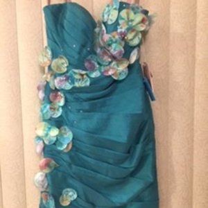 *FINAL PRICE* Fun Flirty Peacock Taffeta Short Formal Dress 4